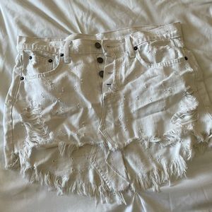 LF white denim mini skirt